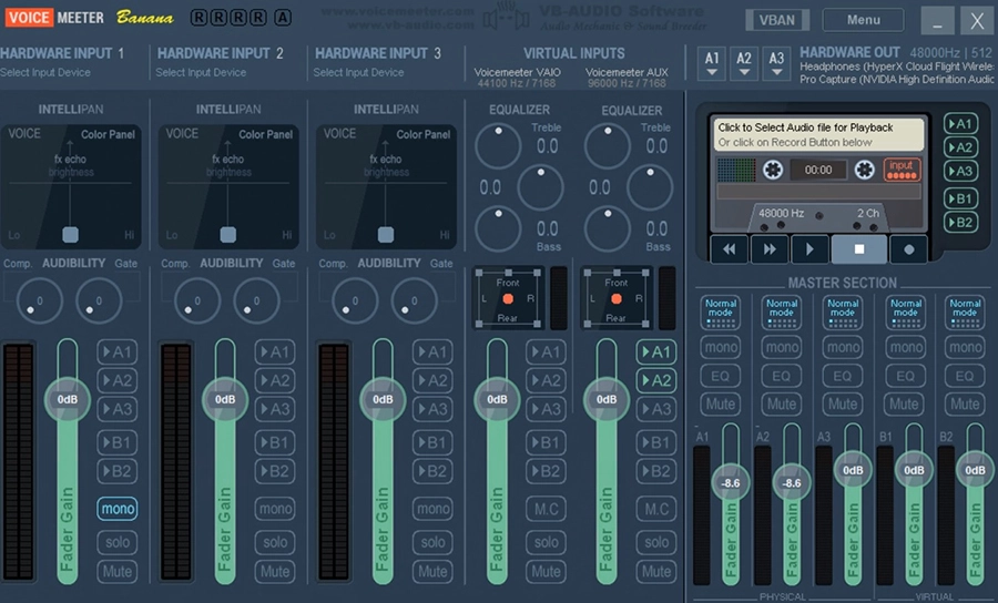 Voicemeeter Banana settings